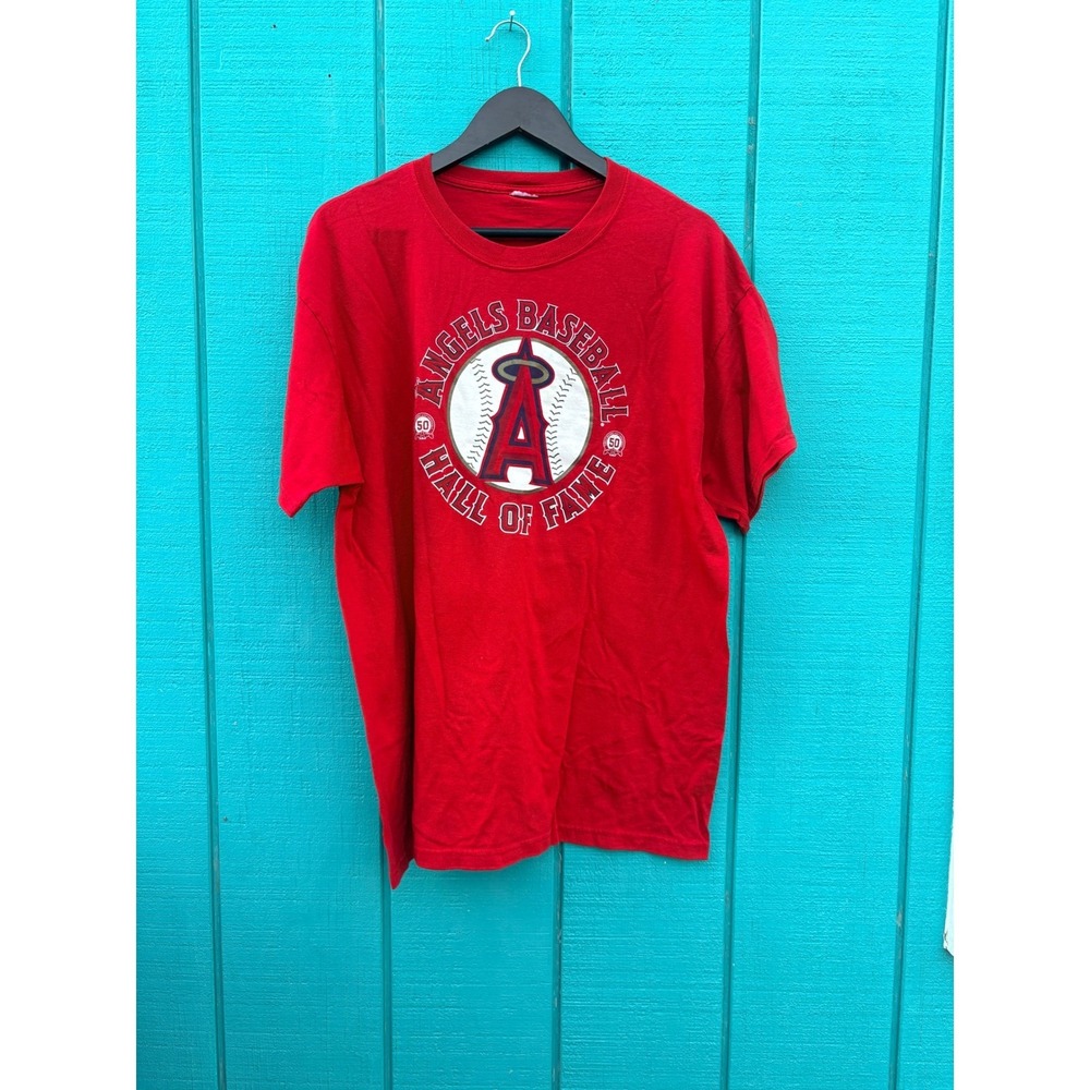 Los Angeles Angels Baseball Hall of Fame Red T Shirt‎ Men Large